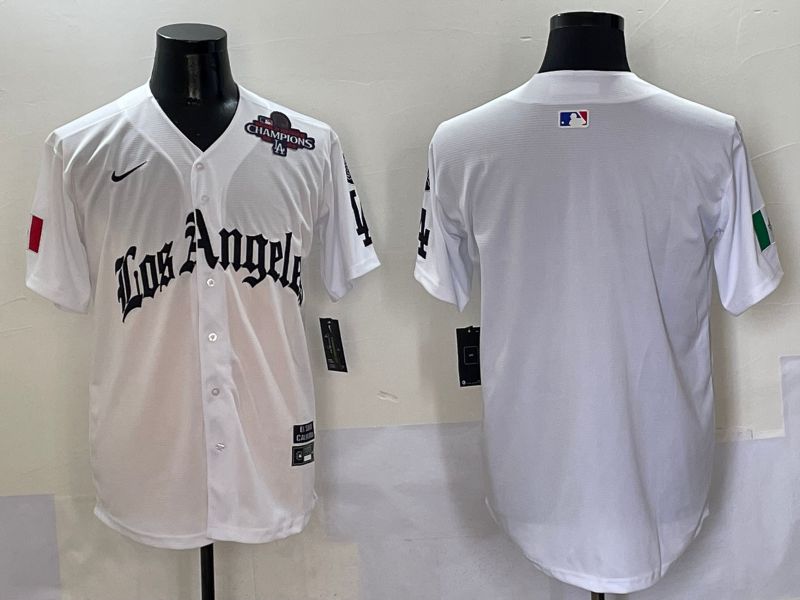 Men Los Angeles Dodgers Blank White Five generations Joint Name 2025 Nike MLB Jersey style 4
